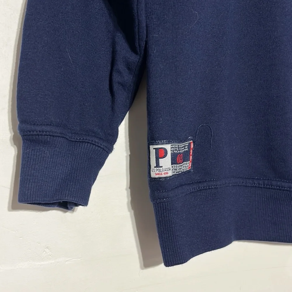 U.S. Polo Assn. Kid's Red White Blue Striped Quarter Zip Pullover Sweater 10/12